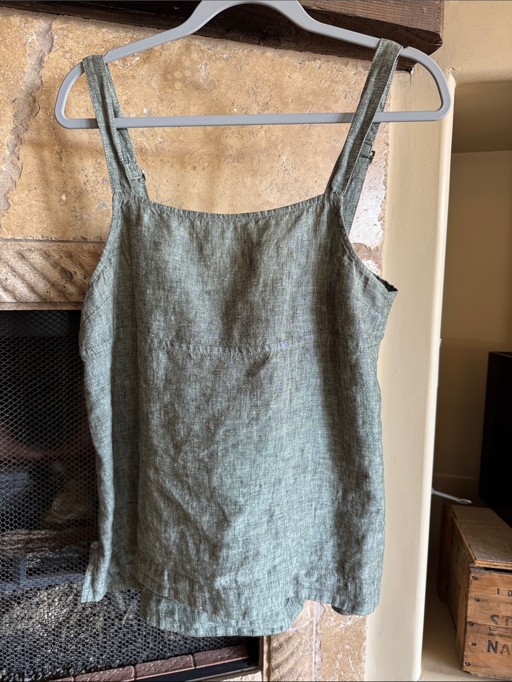 Athleta Heathered Sage Linen Cami L exc